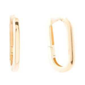 NEW GOLDEN CLEF 14k Gold Made In Italy Oval Infinity Hoop Earrings NEW